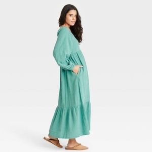 Women's Balloon Long Sleeve Dress - Universal Thread™ Teal Green S